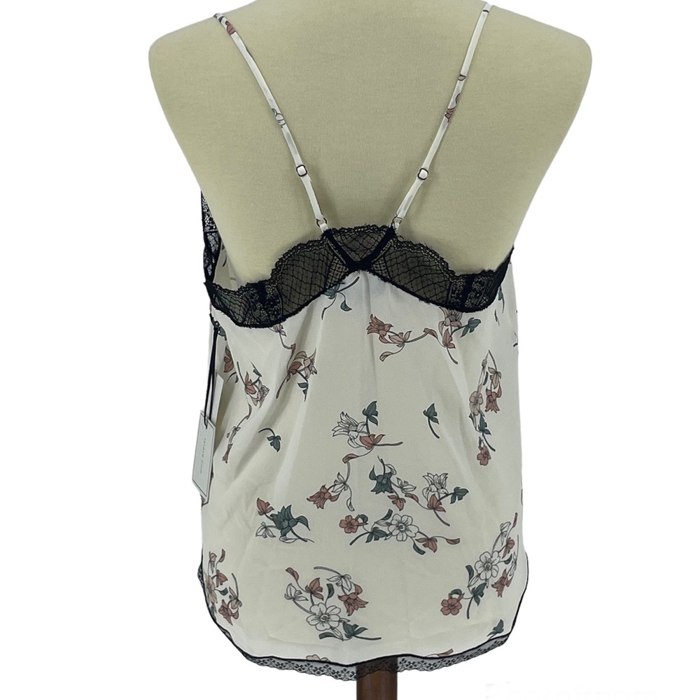 1. STATE NWT SUGAR PLUM FLORAL LACE TRIM CAMI TANK TOP MEDIUM WHITE BLACK - Picture 2 of 11